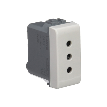 C4113 BASE ITALIANA 1 MODULO 2P+T 16A/250V BLANCO LUNA