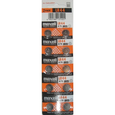 10 x PILA BOTON LR44 MAXELL ALCALINA