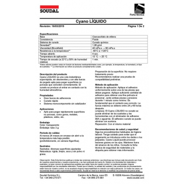 ADHESIVO INSTANTANEO CYANOCRILATO UNIVERSAL SOUDAL 50GR
