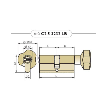 CILINDRO SEGURIDAD LINCE C234032-N  40+32:72