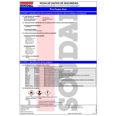 ESPUMA POLIPROPILENO SOUDAL PROFOAM 750ML MANUAL
