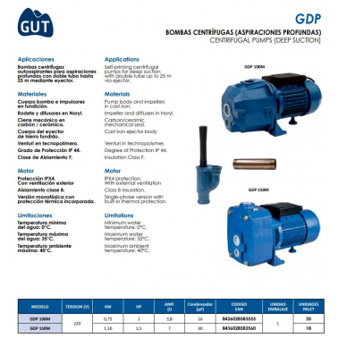 GDP 150 M BOMBA CENTRIFUGA AUTOASPIRANTE 1.5 C.V